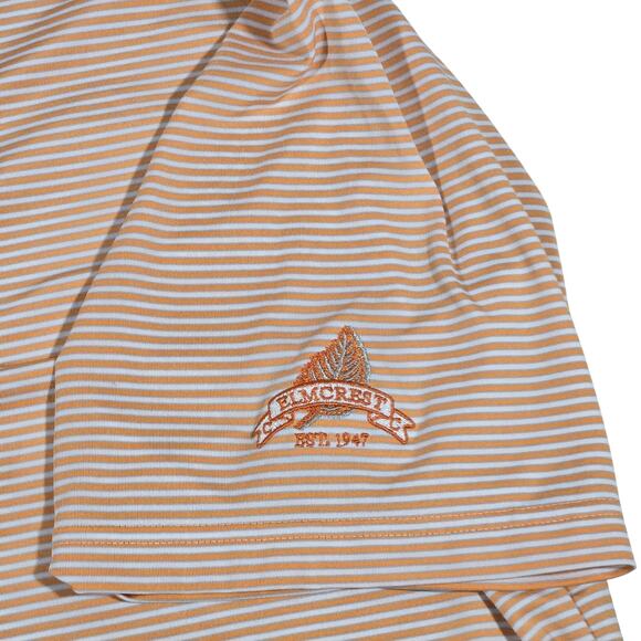 Footjoy Golf Orange & Gray Stripe Polo Self‎ Collar Golf Polo L Elmcrest Logo - Picture 5 of 8